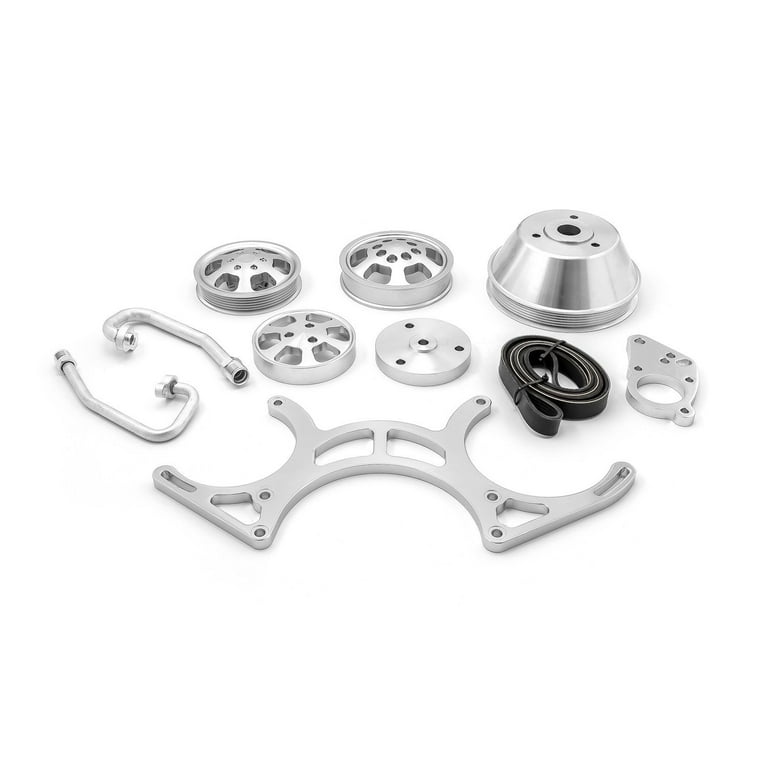 Small Block Chevy SBC 350 Billet Aluminum Complete Serpentine Engine Pulley Set