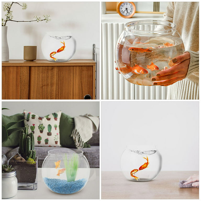 2pcs Round Reusable Transparent Desktop Goldfish Bowl Fish Bowl Plastic