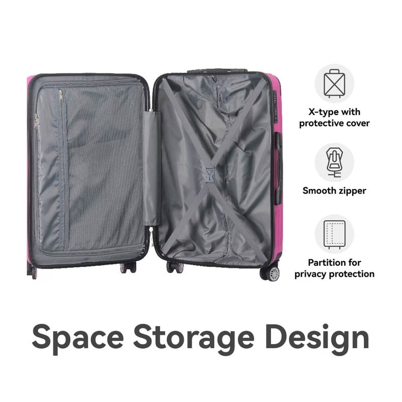 3-Piece Lightweight Luggage Set (20", 24", 26") with Spinner Wheels, Trunks with TSA Lock and Adjustable Telescopic Handle