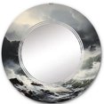 thumbnail image 2 of Designart "Ocean s Stormy Horizon" Nautical & Beach Round Wall Mirror - Landscapes Oval Printed Decorative Oversized Mirror - Multiple Color Options, 2 of 4