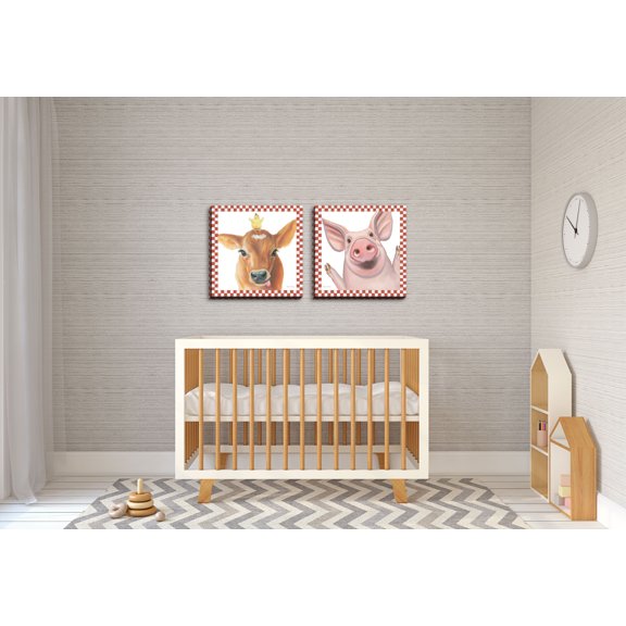 Gango Home Decor Contemporary Farm Friends III & IV; Two 16x16in Hand-Stretched Canvases