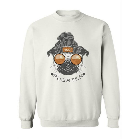 Pug Hipster Sweatshirt Women -Image by Shutterstock, Female Large