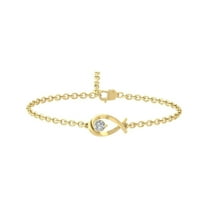 ARAIYA FINE JEWELRY 10K Yellow Gold Lab Grown Diamond Link Bracelet (1/8 cttw, D-E Color, VS Clarity) 7"