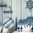 thumbnail image 1 of Home Cal Striped Peel and Stick Wallpaper - Roll Waterproof Self-Adhesive Contact Paper Removable Shelf Paper Non-Woven Wall Paper Covering - Blue(Plastic Scraper Included), 1 of 5
