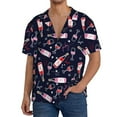 thumbnail image 3 of Easygdp Love Wine Men's Casual Short-sleeved Shirt with Pocket and Button Suitable for Beach Vacation Leisure - X-Large, 3 of 7