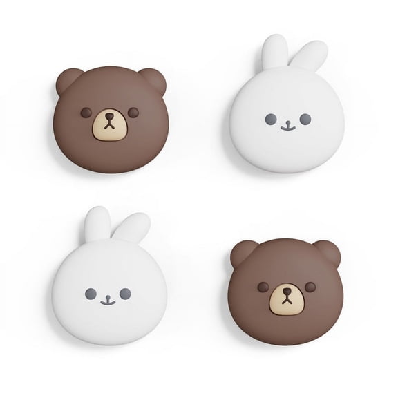 PlayVital Cute Thumb Grip Caps for ROG Ally, Silicone Joystick Caps Thumbsticks Grips for ROG Ally Console- Chubby Bear & Smiley Bunny
