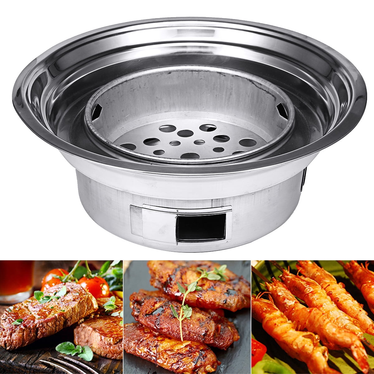 ASEWUN 14" Round Smokeless BBQ Barbecue Grill Charcoal Portable Outdoor