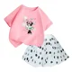 thumbnail image 3 of Conjunto de 2 piezas de camiseta de algodón para niños de Mickey de Disney, falda tutú de princesa de ballet esponjosa, falda de encaje para fiesta de cumpleaños de niña, 3 of 4