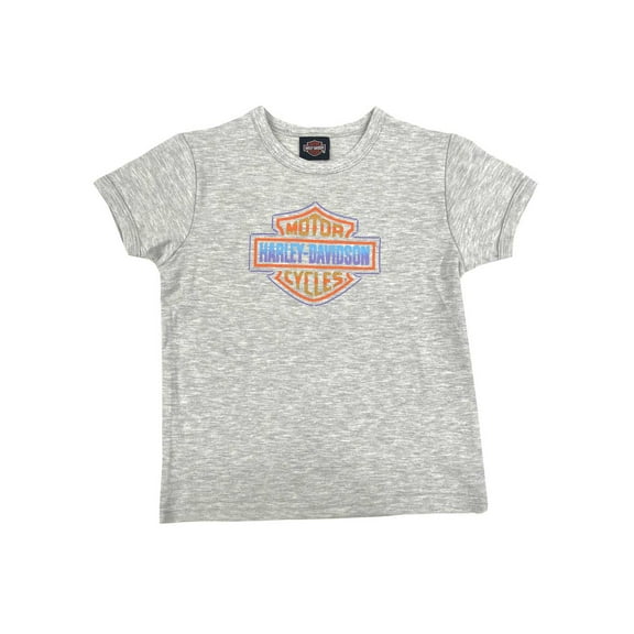 Harley-Davidson Little Boys' Ringer Logo Short Sleeve Toddler Tee, Gray (4/5T), Harley Davidson