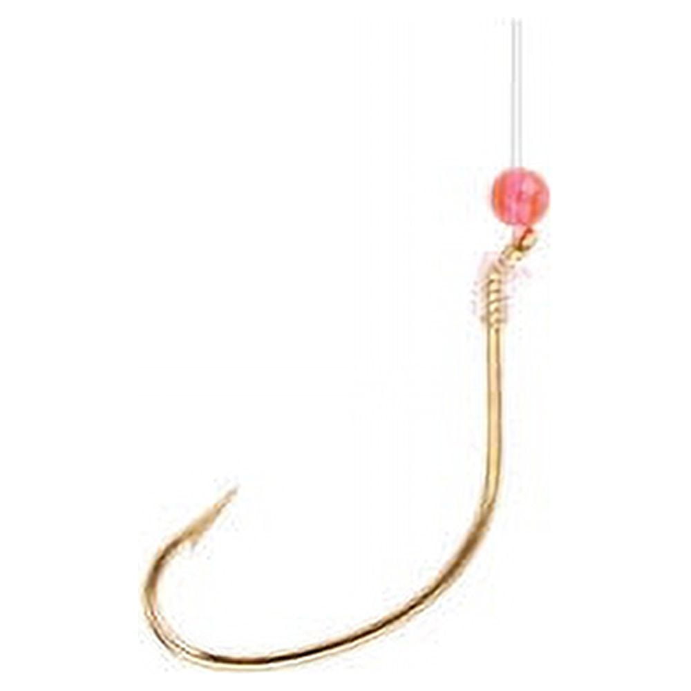 Lazer Sharp 9146H-3/0 Snelled Kahle Fluke Red Bead Hook, Gold, Size 3/0, 5 Pack