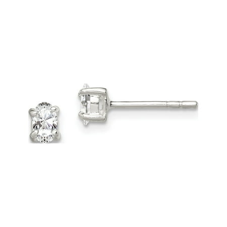 Designer Sterling Silver 3X5mm Oval Basket Set Cz Stud Earrings (Length=3) (Width=5) Made In Thailand -Jewelry By Sweet Pea Creations