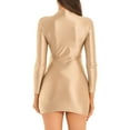thumbnail image 3 of MSemis Women Oil Glossy Sheer Micro Mini Dress Tight Pencil Short Dress, 3 of 6
