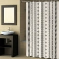 thumbnail image 2 of Fabric Shower Curtain, Boho Black Geometric Striped Farmhouse Style Retro Linen Bathroom Curtain with 12 Hooks Waterproof No Bad Odor Machine Washable Bath Curtains for Bathroom, Spa Room, 72"x84", 2 of 6