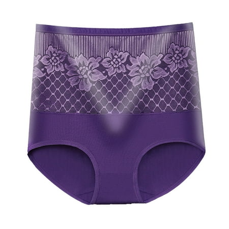 HCURIBAD Panties for Women Clearance Women s Plus Size High Waisted Cotton Tummy Lifting Hip Sexy Panties Seamless Underwear Cotton Underwear No Show Underwear  1x Ladies Panty Purple L