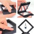 thumbnail image 6 of PET Thin Film Jewelry Display Stand Box Floating Picture Frame Holder Jewelry Earring Rings Bracelet Watch Stone Display Case 110x110mm-Black, 6 of 6