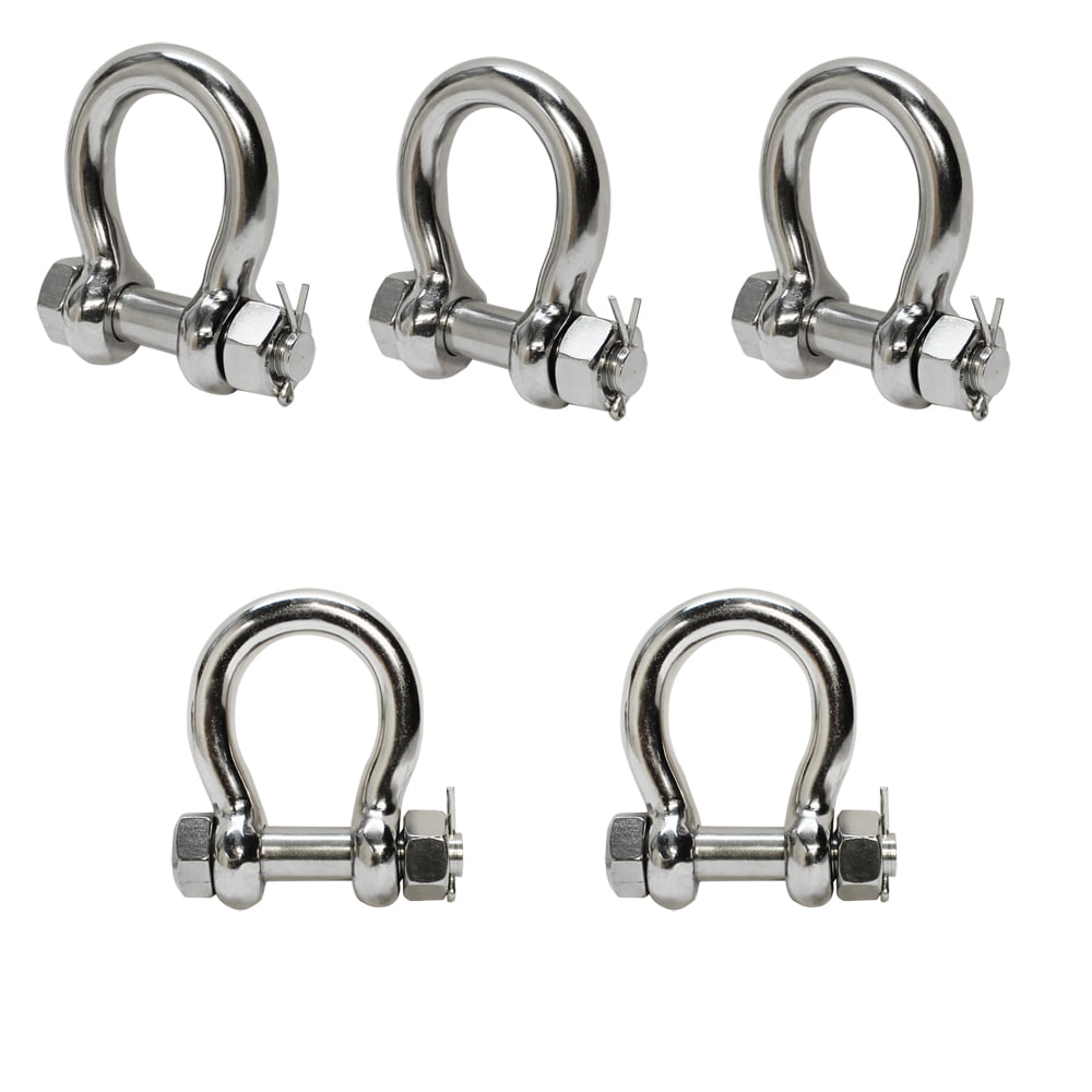 5 PC 1/2" Screw Pin Anchor Shackle Galvanized Steel Drop Forged 4000 Lbs D Ring 