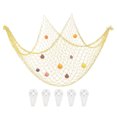 thumbnail image 1 of Unique Bargains Natural Shell Decorative Fishing Net 40'x80' Mediterranean Theme Wall Hanging  Fish Net Party Decor, Egg Yellow, 1 of 7