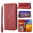 thumbnail image 1 of Tarise for Samsung Galaxy S23 Ultra 5G Flip Cover, Luxury PU Leather Shockproof Folding Kickstand Card Holder Pocket Wallet Wrist Strap Handbag Phone Case for Samsung S23 Ultra 6.8 inch, Red, 1 of 9
