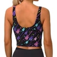 thumbnail image 4 of Goofa Colorful Guitar Printed Sports Bras for Women, High Impact Running Bra Workout Crop Tank Tops Longline Sports Bra Push up-XX-Large, 4 of 9