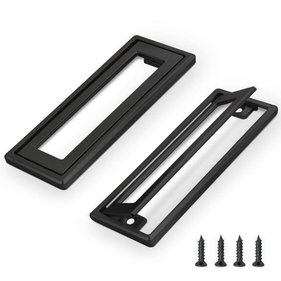 2Pcs Black Square Recessed Flush Door Pull, Handles for Cabinets and Drawers Zinc Alloy, Metal Trap Door Recessed Pull Handles Flat, Square Hatch Pull Handle for Cupboard
