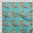thumbnail image 3 of oneOone Cotton Jersey Turquoise Blue Fabric Flower Watercolor Sewing Craft Projects Fabric Printed By Yard 58 Inches Wide, 3 of 4