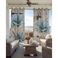 thumbnail image 6 of Teal Blue Tulips Blackout Curtains for Bedroom Living Room Darkening Curtains 84 Inch Length 2 Panels Set Spring Floral Barn Doors Vintage Wood Beige Window Curtain Window Treatment Drapes 42"x84", 6 of 9