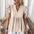 thumbnail image 5 of Msgweeeg Womens Blouses Dressy Casual Short Sleeve V Neck T Shirts for Women Solid Color Loose Fit Summer Breathable Womens Going out Tops for Everyday Casual Wear, 5 of 7