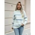 thumbnail image 3 of Women'S Casual Leopard Print Knitted Pullover Sweaters Long Sleeve Crew Neck Jumper Tops Blue XL, 3 of 7