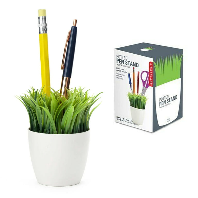 Kikkerland Gras Potted Pen Pencil Holder Stand Office Desktop Desk Cup  Accessory 