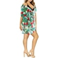 thumbnail image 2 of HAPPY BAY Women's Beachwear Summer Swim Beach Cover ups for Swimwear Bikini Sheer Chiffon Cover up V Neck Dress Bathing Suit Swimsuit Coverups for Women XL-XXL Tropical Floral, Green, 2 of 4
