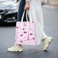 thumbnail image 2 of DouZhe Reusable Grocery Bags, Pink Valentine Paris Lightweight Polyester Canvas Cloth Tote Bag for Travle Gym Shopping School, 15" x 16", 2 of 7
