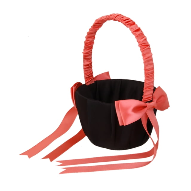 Cesta de niña de flores Zulema negra 14cm decorada con lazos de cinta