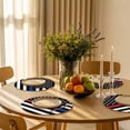 thumbnail image 5 of Thin Red Blue White Line Round Placemats Set of 6 for Dinning Tables,Heat-proof Braided Table Mats 15 Inch,American Flag Star Washable Place Mat for Kitchen Restaurant Party Decor Table Setting, 5 of 9