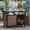 Brown Cart-2, variant on 30" Grill Cart Outdoor with Wheels, Outdoor Prep Table with Wicker Storage and Rolling Wheels, Samll Kitchen Island Serving Cart with Stainless Steel Table Top for BBQ, Porch, Patio, Brown