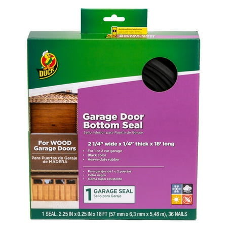 Duck Brand Wood Garage Door Bottom Seal - Black, 2 in. x .25 in. x 18 ft.