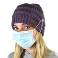 thumbnail image 4 of C.C Soft Stretch Cable Knit Side Epoxy Button for Mask Beanie Skully,Violet, 4 of 9