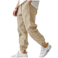 thumbnail image 2 of QSXADF Men's Casual Jogger Pants Loose Drawstring Pants Linen Solid Loose Drawstring Elastic Waist Pocket Jogger Pants Men's Casual Trousers, 2 of 6