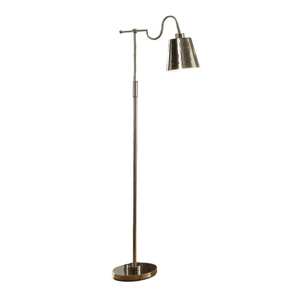 63 Inch Floor Lamp - Cone Metal Shade - Round Base - Silver Finish