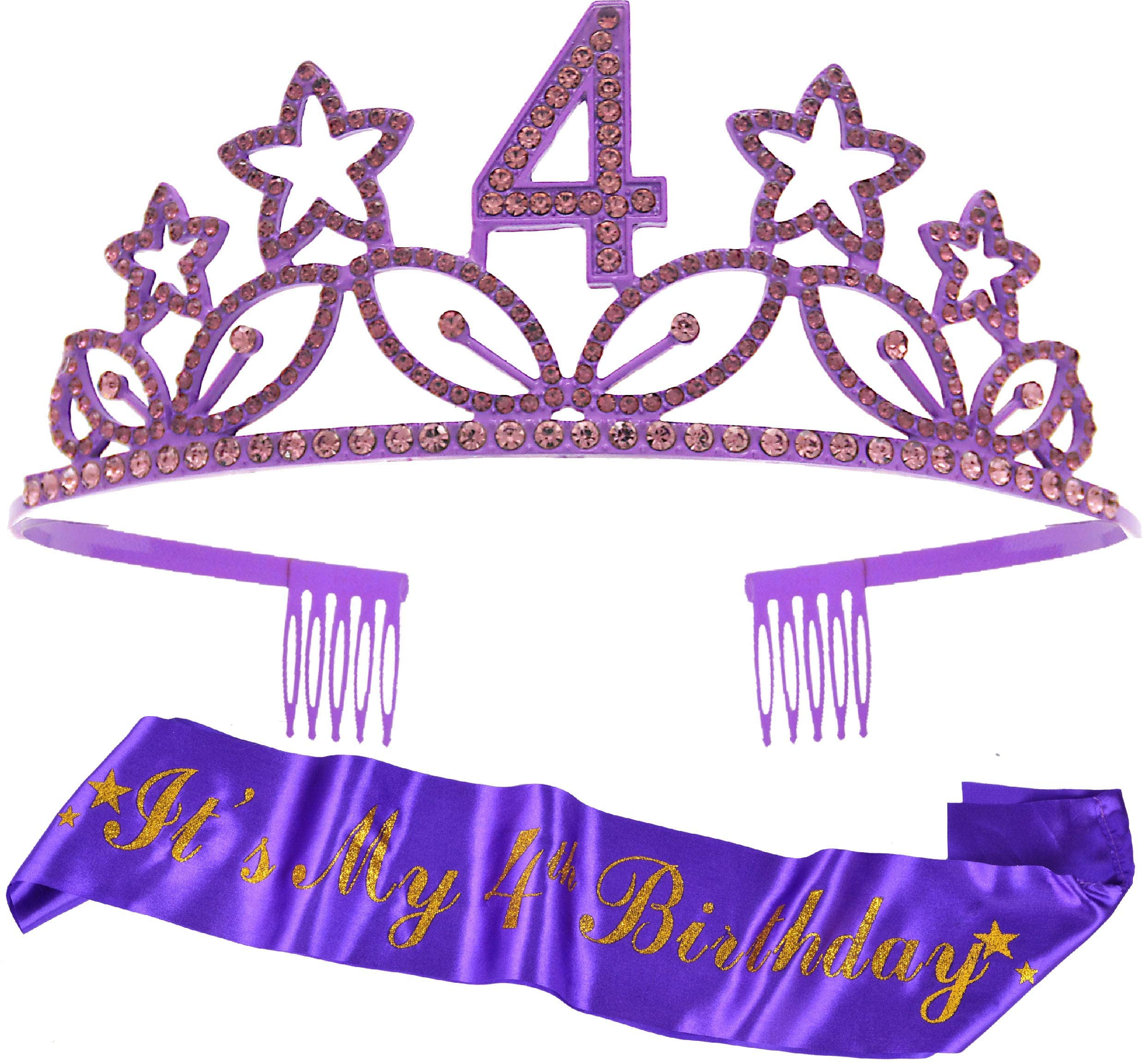 6th Birthday Gifts for Girl 6th Birthday Tiara and Sash Purple Happy 6th Birthday Party Supplies 6 & Fabulous Glitter Satin Sash and Crystal Tiara Birthday Crown for 6th Birthday Party Supplies