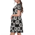 thumbnail image 2 of Fotbe White Sunflowers Vestido Largo de Moda para Mujer, Vestido Tipo Camiseta con Manga Corta y Estilo Casual a Rayas y Bloques de Color, 2 of 6
