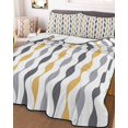 thumbnail image 3 of Quilts Full Size Bedding Set, Yellow Grey Striped Lightweight Quilted Comforter, Modern Abstract Geometric Stripes Soft Reversible Bedspread Coverlet with Pillow Covers for All Season, 78" x 90", 3 of 7