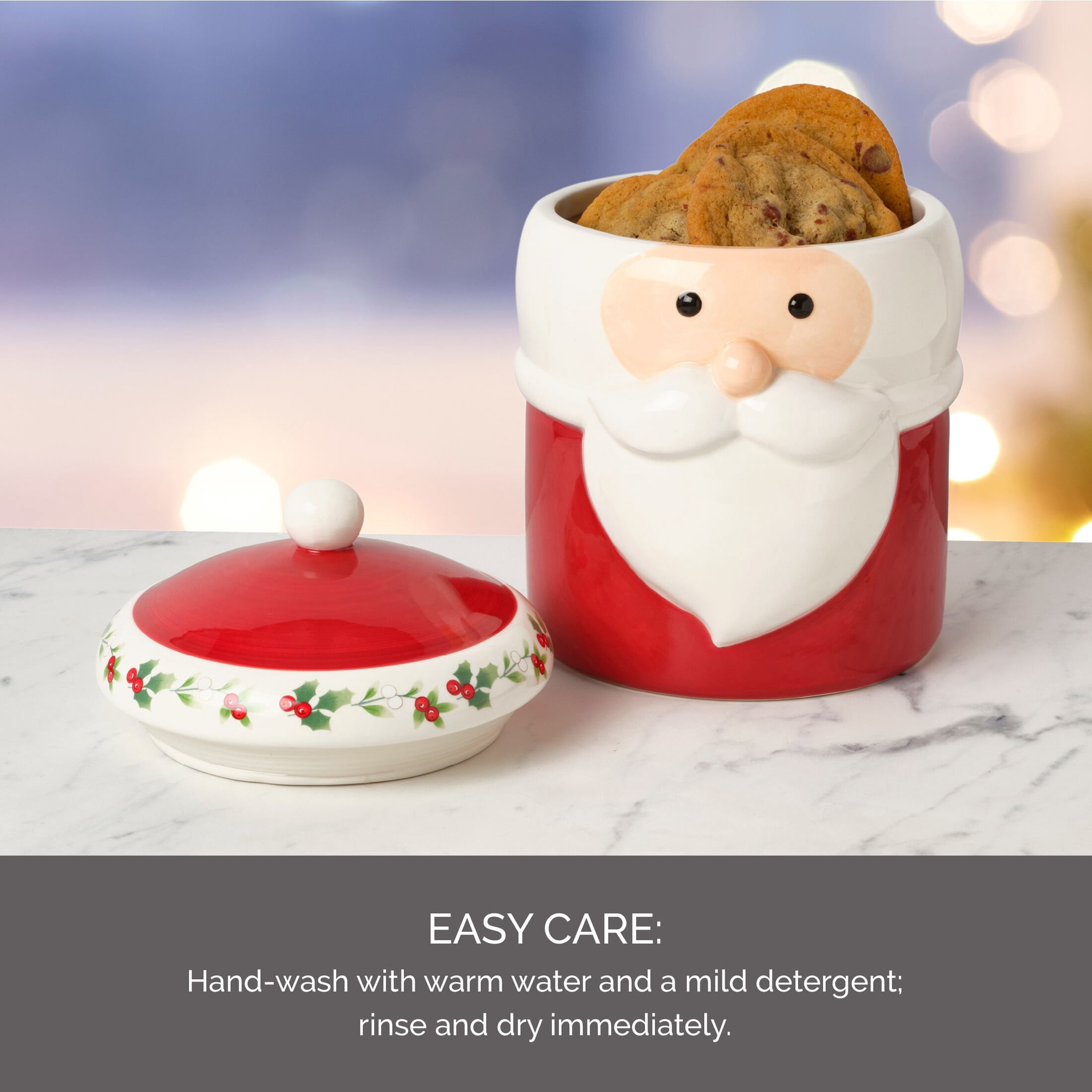 Pfaltzgraff Winterberry 9 in Dolomite Canister Santa