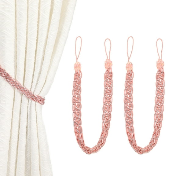 Uxcell 2 Pcs Curtain Tiebacks, 56cm/22 Braided Drapery Holdback Holder Curtain Ties Holdbacks Elegant Window Rope Tie Back, Pale Pink