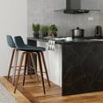 thumbnail image 3 of Simpli Home Randolph Mid Century Modern 28 inch Bentwood Counter/ Bar Height Stool (Set of 2) in Distressed Blue Vegan Faux Leather, 3 of 12