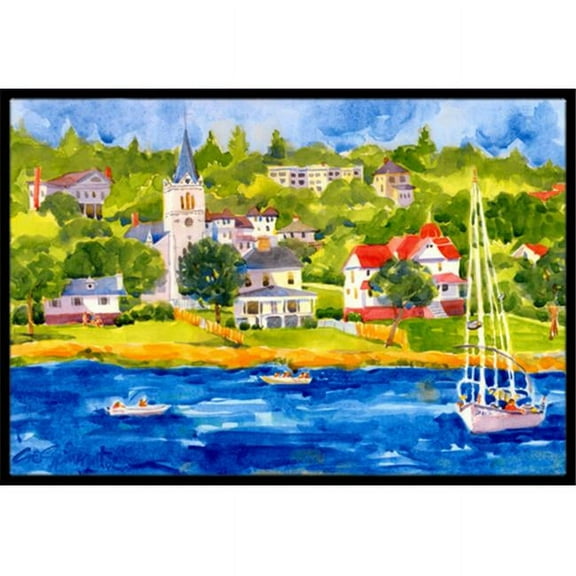 24 x 36 in. Harbour Scene with Sailboat Indoor Or Outdoor Mat