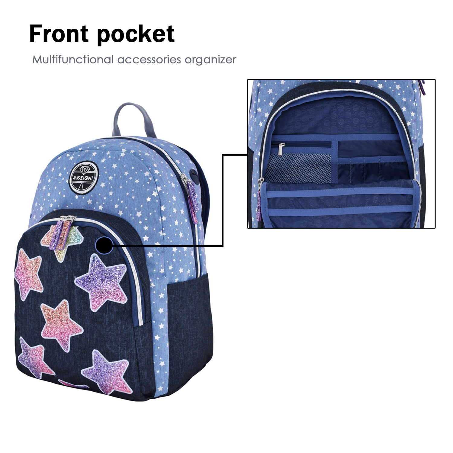 Cute Lightweight Teen School Daypack MOZIONI Women Backpack-Bag for Girls Women College /& Office Bags Classic Basic Casual Bag Silver Printing cat Pattern Pack Travel Pocket