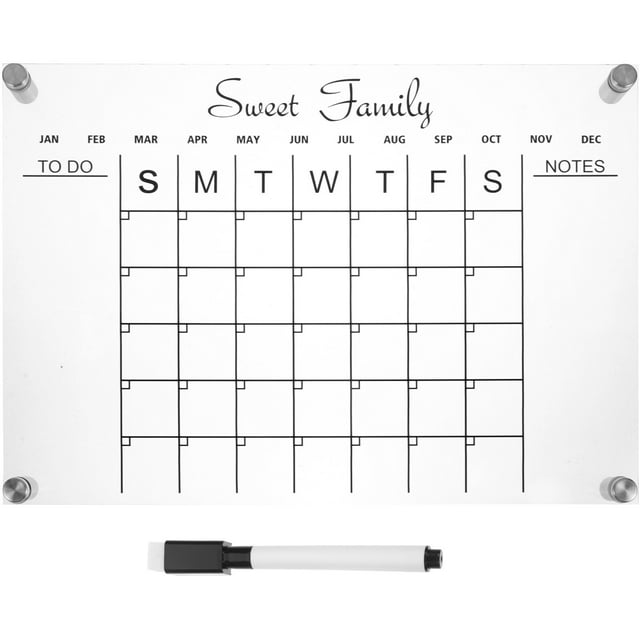 1 Set Acrylic Monthly and Weekly Plan Board Clear Dry Erase Board Calendar for Office Kitchen Fridge