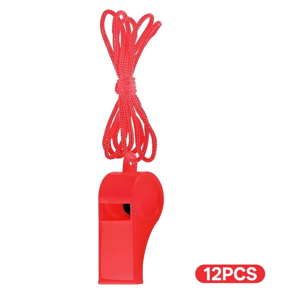 BESTSKY 12Pcs Whistle,String Design Whistle for Coaches,Referee Tool Emergency Whistle,Red