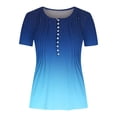 thumbnail image 4 of Fiudx Ofertas Flash Del Día Moda Mujer Verano Casual Impresión Manga Corta Cuello En V Blusa Superior Camiseta, 4 of 4