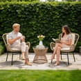 thumbnail image 5 of Memoryfield 3-Piece Outdoor PE Rattan Bistro Set with 2 Chairs & Glass Top Table, Wicker Patio Conversation Furniture for Porch, Garden, Balcony, Poolside,Beige, 5 of 8